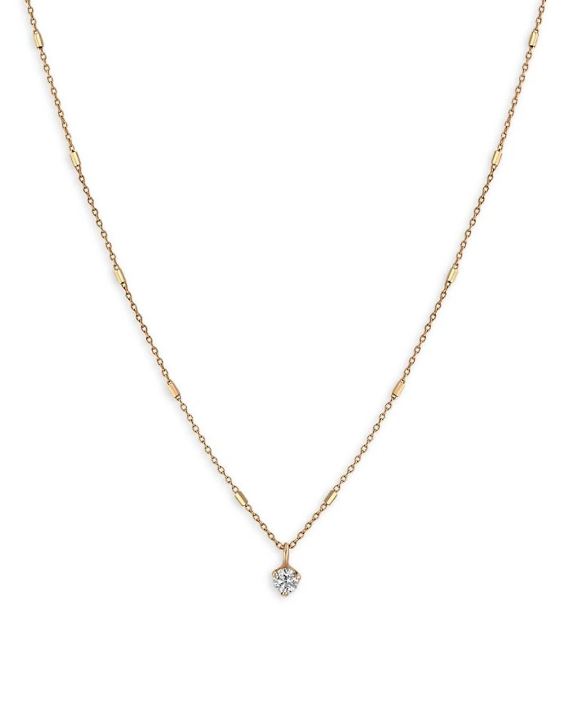 14k Yellow Gold Prong Set Diamond Necklace, 16"