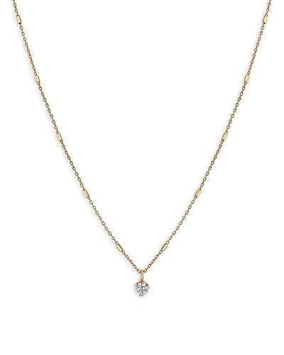 14k Yellow Gold Prong Set Diamond Necklace, 16"