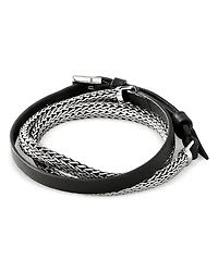 John Hardy Sterling Silver Classic Chain Leather Strap Wrap Bracelet