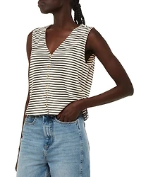 Ribbed Button Front Tank Top