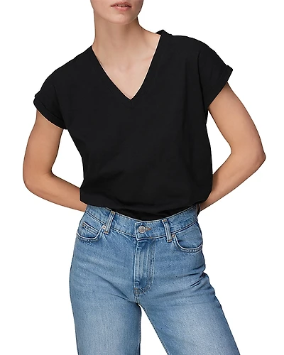 Whistles Willa V Neck Cap Sleeve Tee
