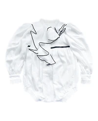 Petite Maison Kids Unisex Gwen Romper with Cascading Black Trim Ruffle