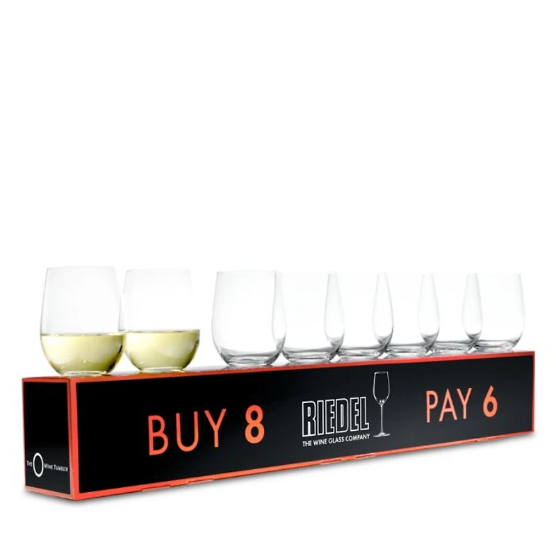O Stemless Chardonnay Glasses, Pay 6 Get 8