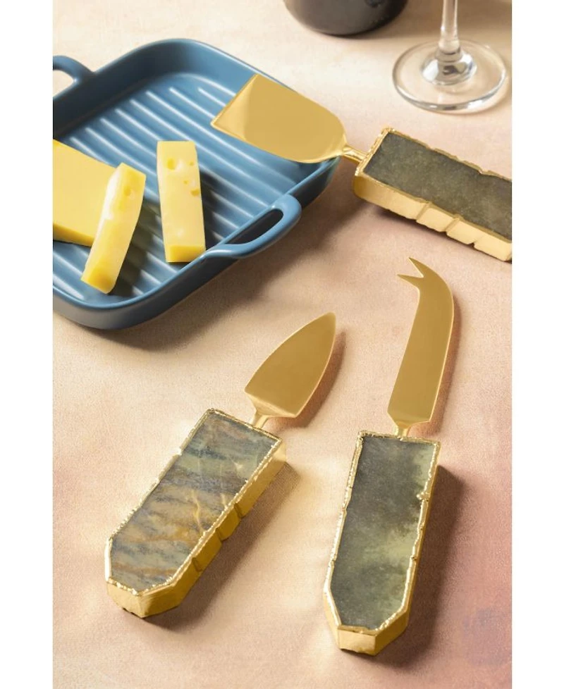 Brittany Agate Cheese Knives, Set of 3