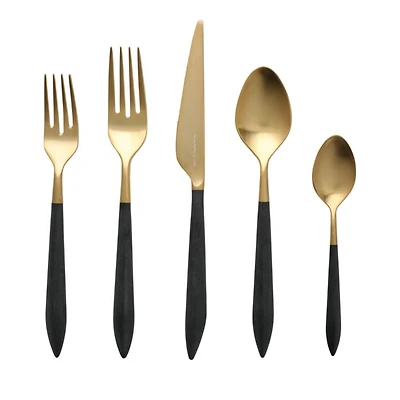 Ares Oro & Black 20 Piece Flatware Set