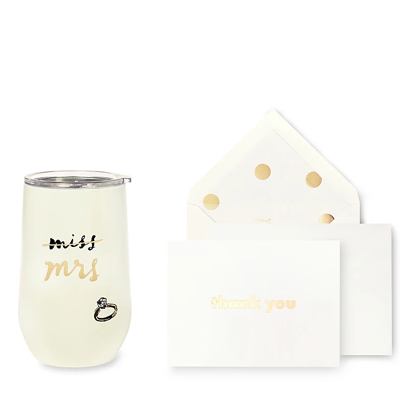 kate spade new york Miss to Mrs. Stemless Wine Tumbler and Notecard