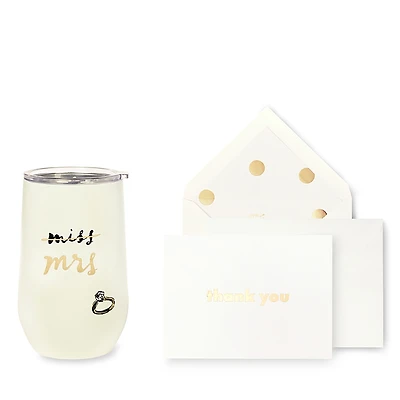 kate spade new york Miss to Mrs. Stemless Wine Tumbler and Notecard
