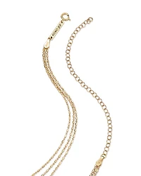 14K Yellow Gold Simple Gold Tube & Bead Triple Layer Necklace, 14-18"