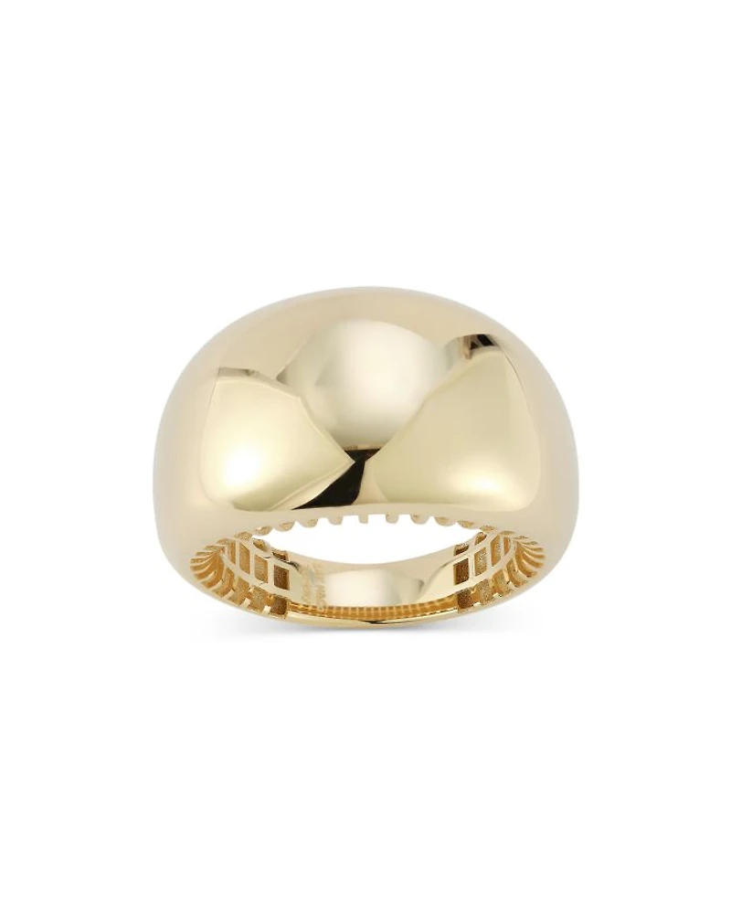 14K Yellow Gold Wide Polished Dome Ring