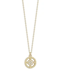 14K Yellow Gold Diamond Circle Necklace, 16"