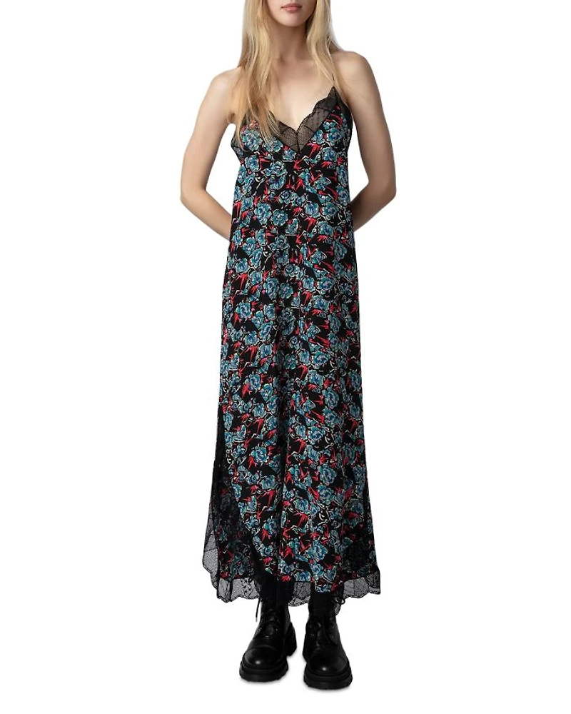 Silk Ristyl Lace Trim Slip Dress