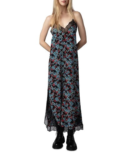 Silk Ristyl Lace Trim Slip Dress