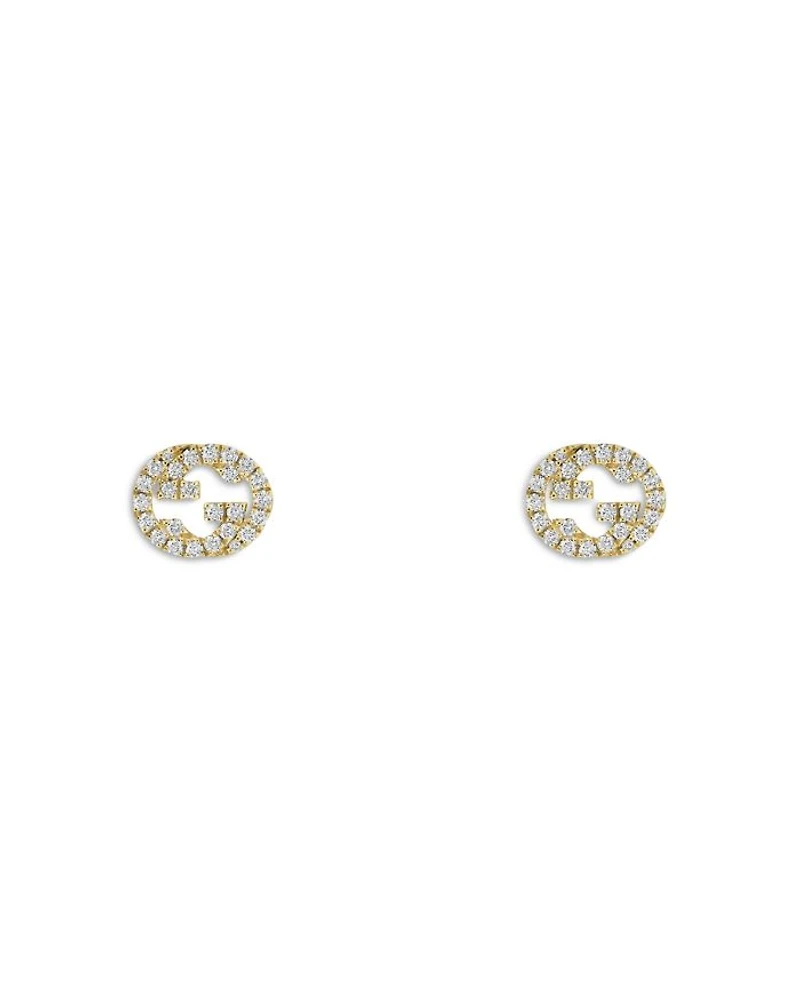 18K Gold Interlocking G Diamond Stud Earrings