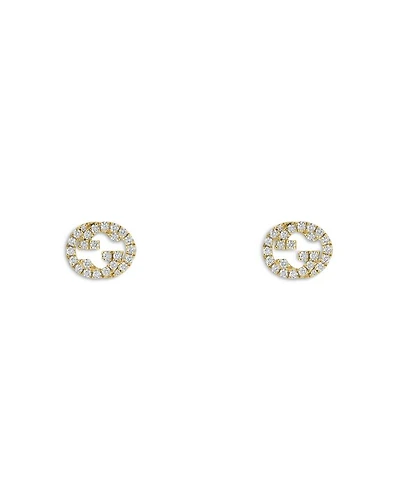 18K Yellow Gold Interlocking G Diamond Stud Earrings