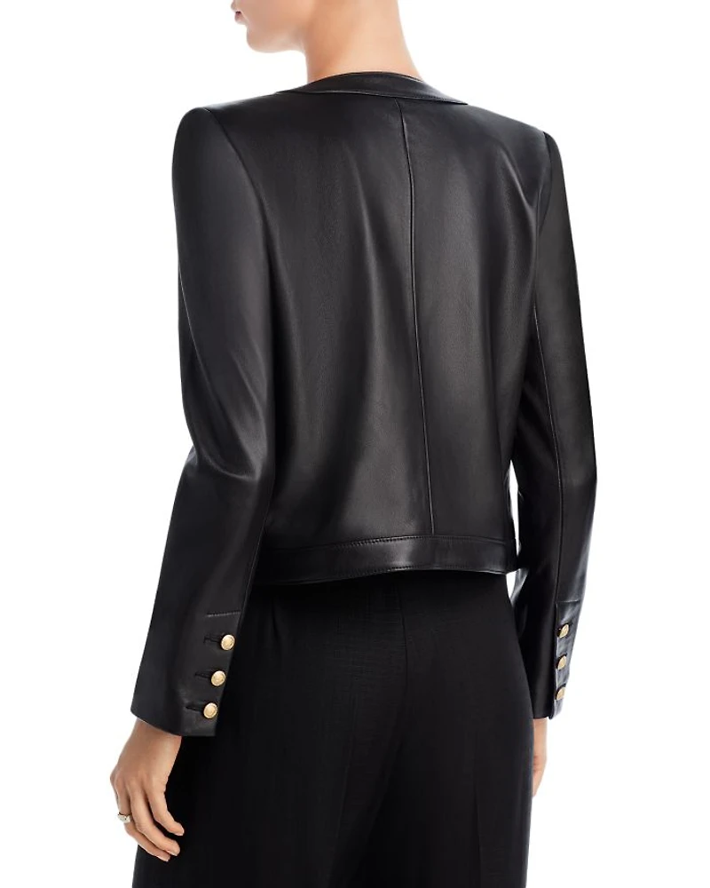Jayde Leather Open Front Jacket