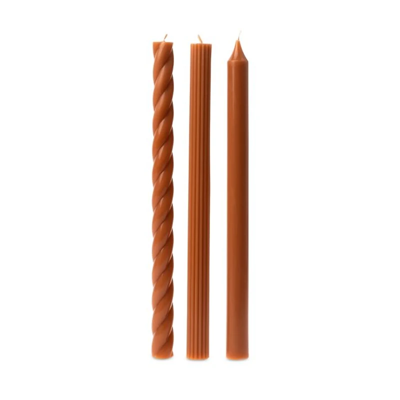 Assorted Burnt Orange Candle Tapers 3-pack, 7.65 oz.