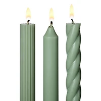 Assorted Sage Green Candle Tapers 3-pack, 7.65 oz.