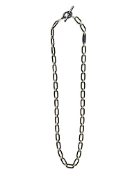 18K Yellow Gold Signature Caviar Black Ceramic Link Necklace, 16-18"