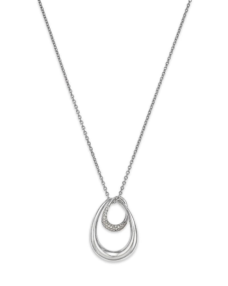 Georg Jensen Sterling Silver Offspring Pave Diamond Pendant Necklace, 17.72