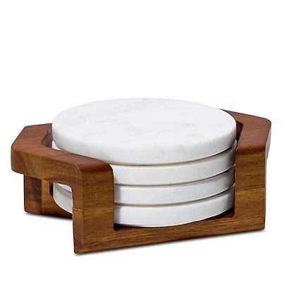 Nambe Set of 4 Chevron Coasters with Holder