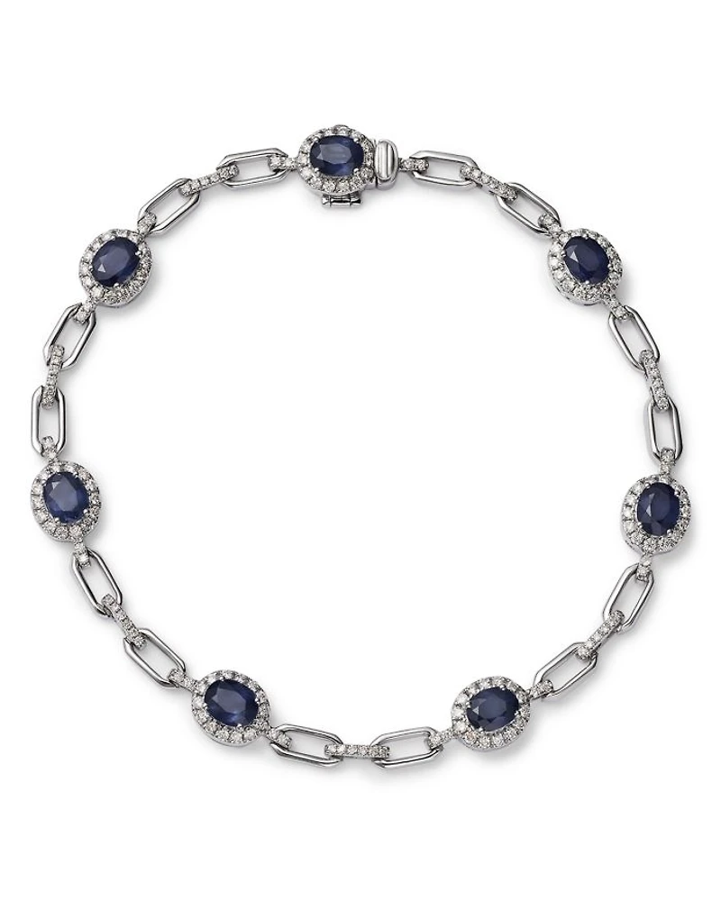 Precious Stone and Diamond Halo Link Bracelet Collection