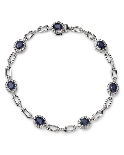 Precious Stone and Diamond Halo Link Bracelet Collection