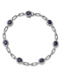 Precious Stone and Diamond Halo Link Bracelet Collection