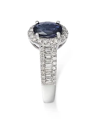 Precious Stone & Diamond Halo Ring Collection 14K White Gold