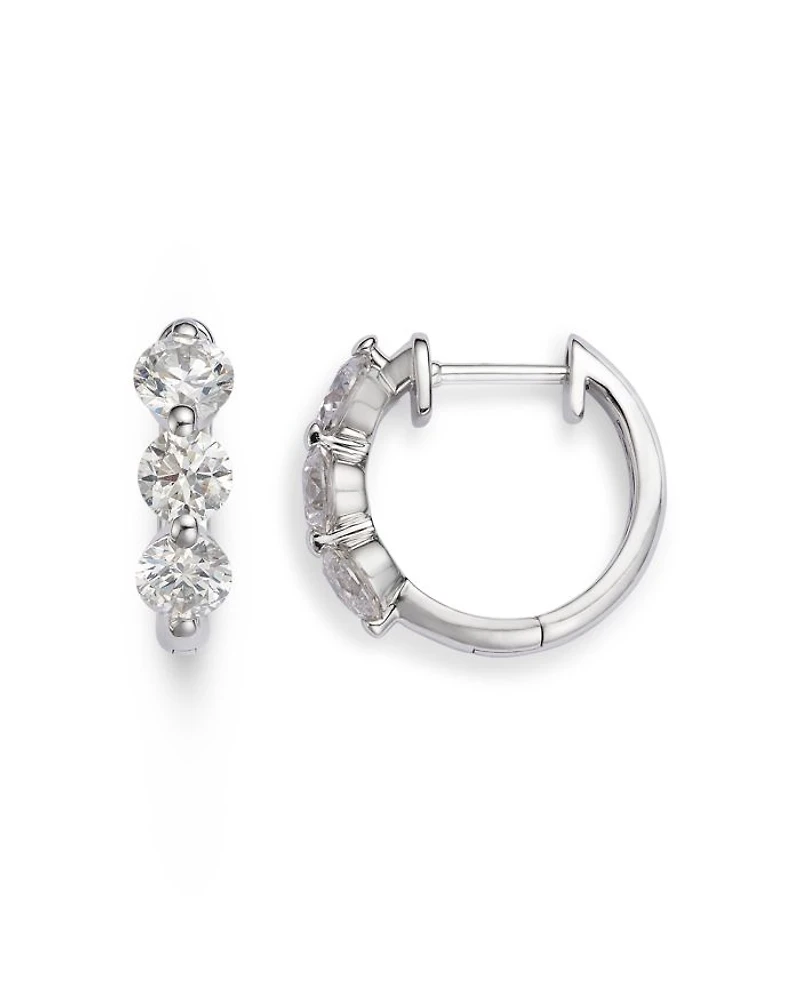 Diamond Hoop Earrings 14K White Gold, 0.5-1.5 tcw