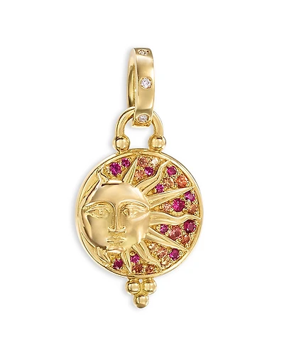 Temple St. Clair 18K Yellow Gold Ruby, Orange Sapphire & Diamond Eclipse Pendant