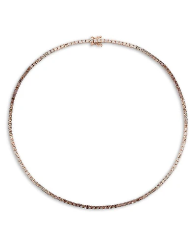 Brown Ombré Diamond Choker Tennis Necklace in 14K Rose Gold, 6.10 tcw