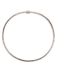 Brown Ombré Diamond Choker Tennis Necklace in 14K Rose Gold, 6.10 tcw