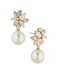 Nadri Chiara Stone Cluster & Imitation Pearl Drop Earrings