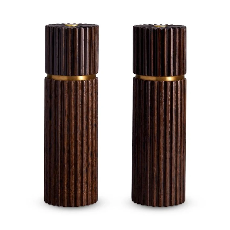 Hand Carved Ribbed Salt and Pepper Mills