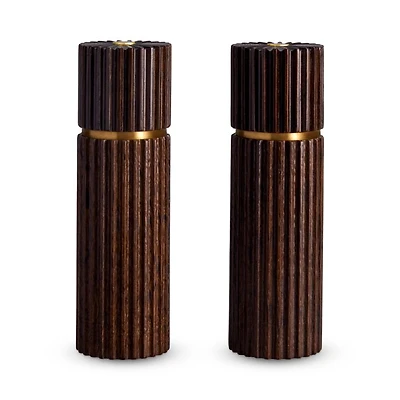 Hand Carved Ribbed Salt and Pepper Mills