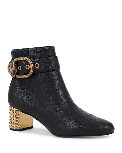Kurt Geiger London Women's Mayfair Eagle Head Buckle Black High Heel Ankle Boots