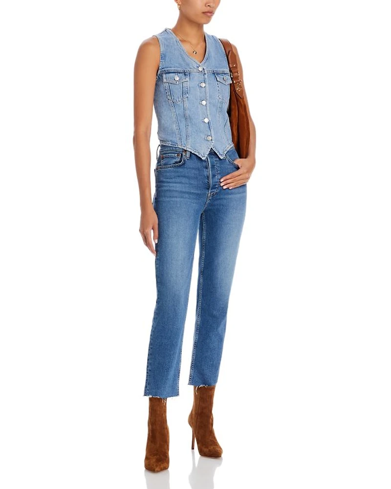 Stove Pipe High Rise Straight Jeans Mid 70s