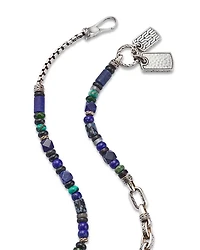 Sterling Silver Classic Chain Lapis Lazuli, Black Onyx, Grey Moonstone, Chrome Diopside and Turquoise Pendant Necklace, 22"
