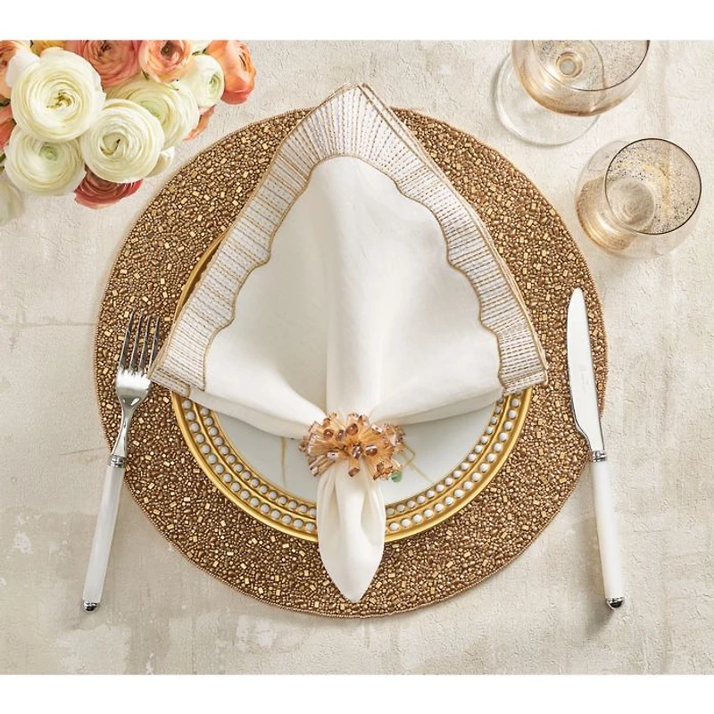 Frame Napkin in White, Gold & Silver