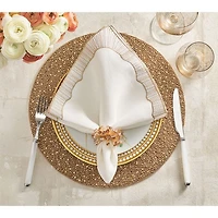 Frame Napkin in White, Gold & Silver