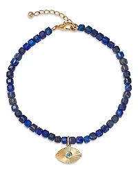 Bloomingdale's Fine Collection London Blue Topaz & Lapis Lazuli Bead Evil Eye Charm Bracelet
