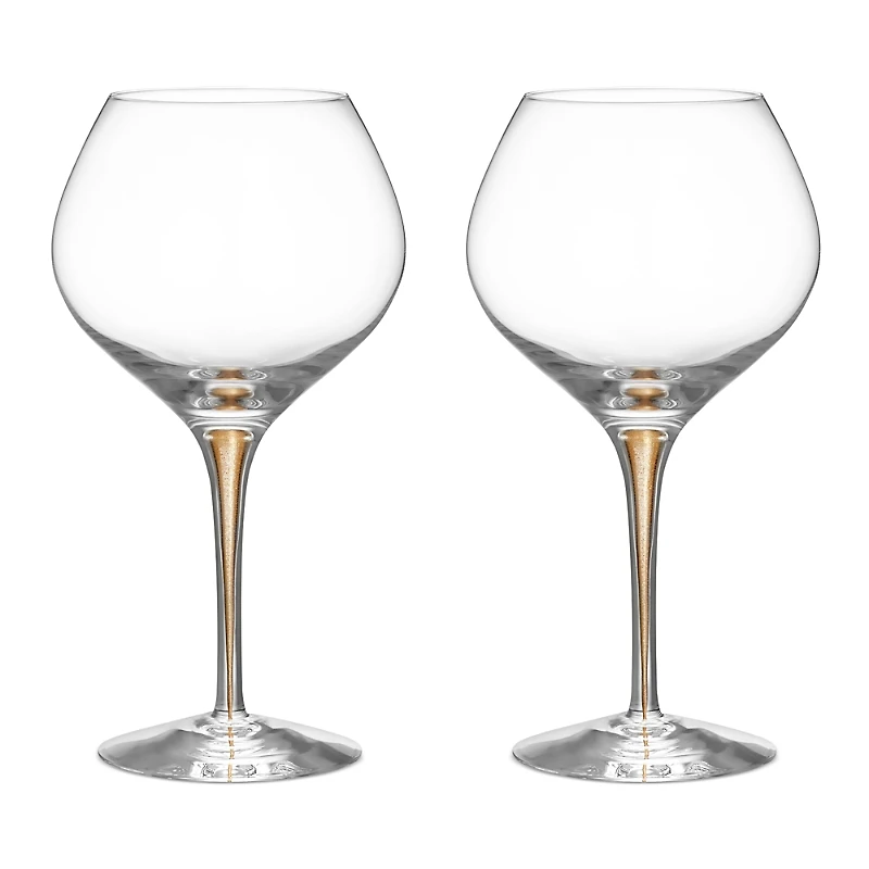Orrefors Intermezzo Bouquet Gold Wine Glass, Set of 2 - Exclusive