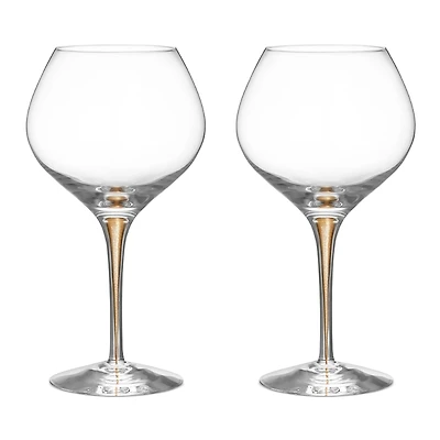 Orrefors Intermezzo Bouquet Gold Wine Glass, Set of 2 - Exclusive