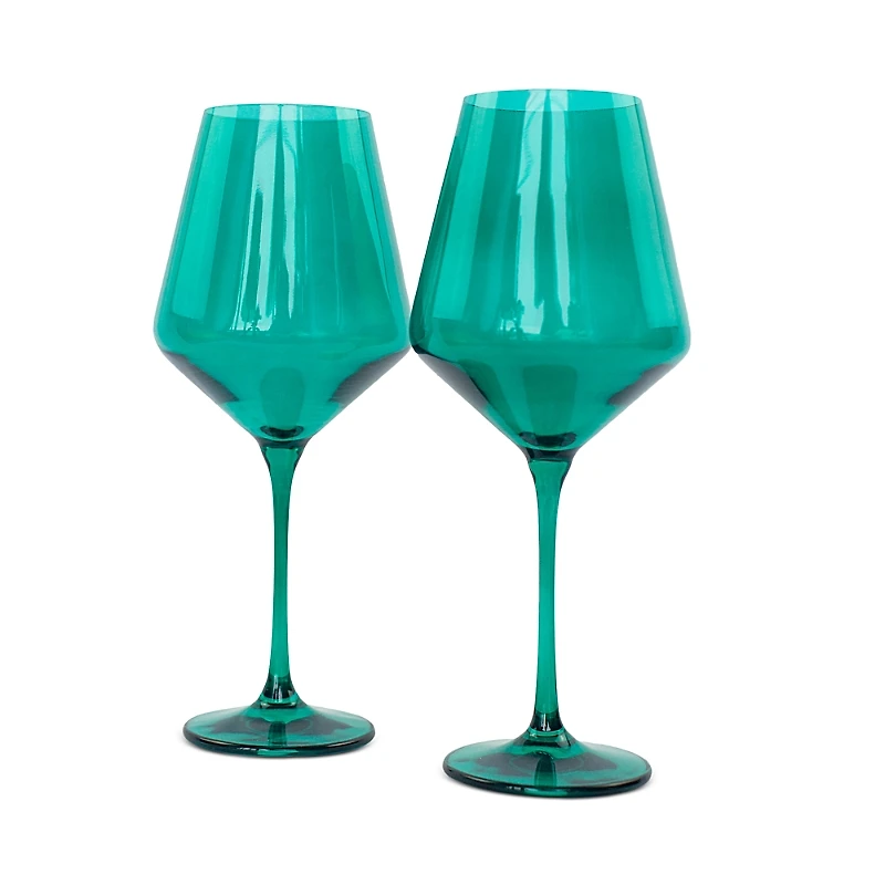 Estelle Colored Glass Stem Wineglasses, Set of 2