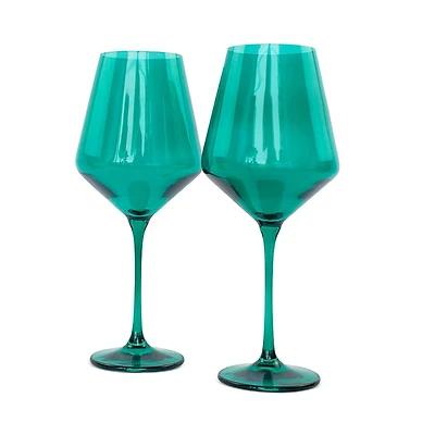 Estelle Colored Glass Stem Wineglasses, Set of 2