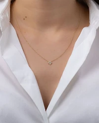14K Yellow Gold Large Diamond Clover Pendant Necklace, 16"