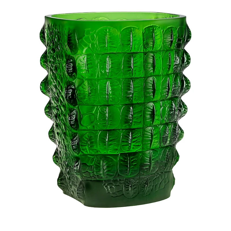 Lalique Crocodile Vase, Amazon Green