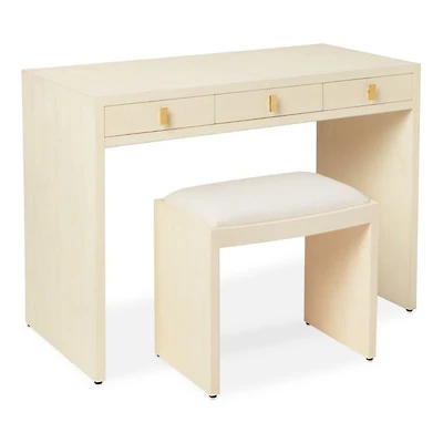 Shagreen Embossed Vanity Table & Stool Set
