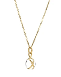 L. Klein 18K Yellow Gold Prisma Crystal Quartz 10mm Pendant Brilliant Chain Necklace, 16-18