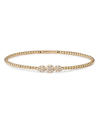 Diamond Triple Cluster Bead Bangle Bracelet in 14K Yellow Gold, 0.40 tcw